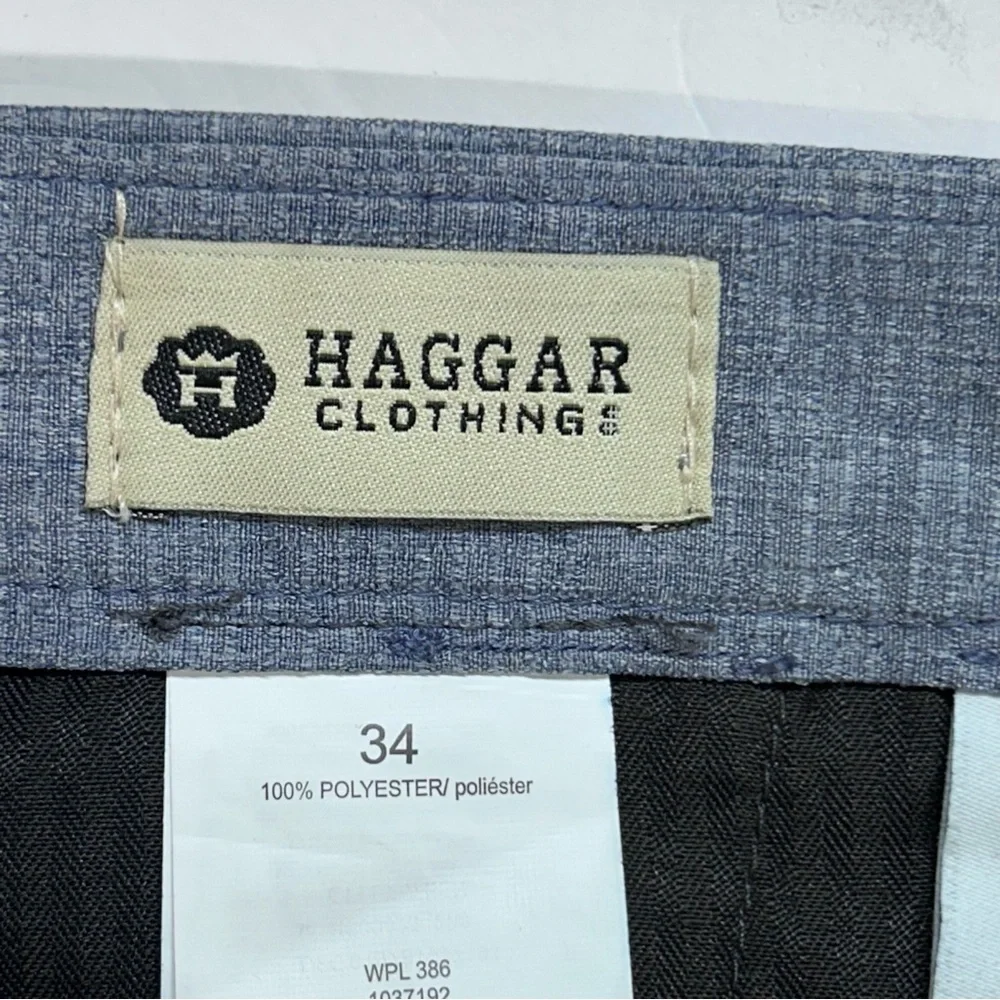 Haggar‎ Blue Flat Front Shorts Tailored Style 34 Comfort Stretch Waist